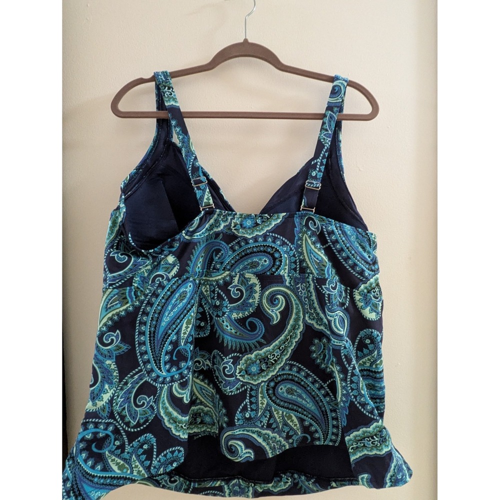 Lands End Swim Sz 24 DDD Tankini Top W/ Adj Support Straps rouched Plus Comfort - Picture 3 of 4
